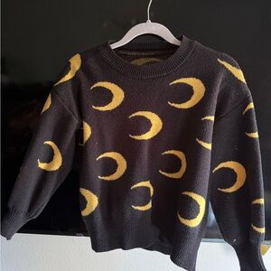 Black and Yellow Moon Pattern Sweater